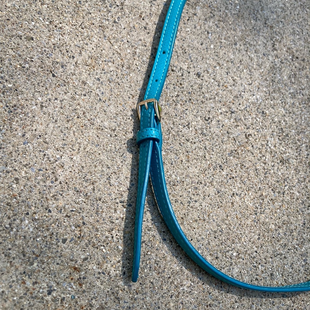 Coach Quinn Teal Blue Metal Bubble Studded Soft Leather Small Crossbody Purse - Picture 9 of 17